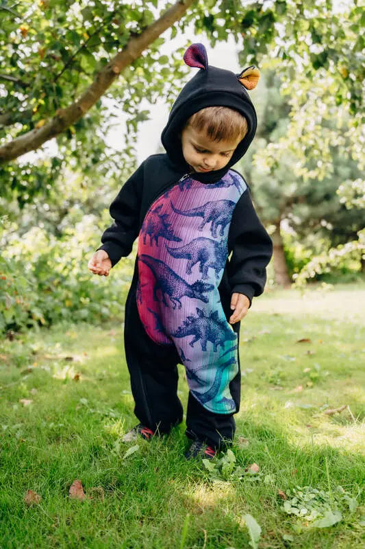 Jumpsuit for a child- Black & Jurassic  - New Era - Woven Baby Size - 74   bear_romper    #