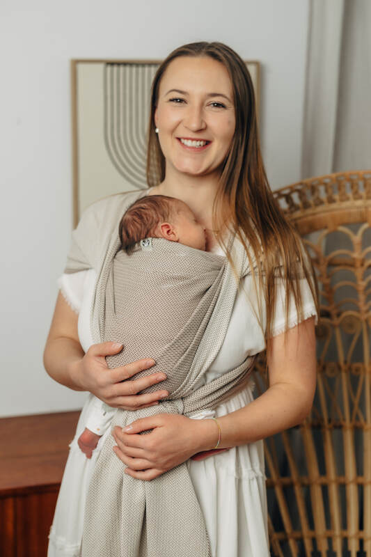 Baby sling for babies with low birthweight, Herringbone Weave, 100% cotton - ALMOND (grade B) - Woven Baby XS   premature_woven_wraps    #