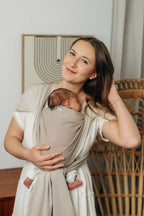 Baby sling for babies with low birthweight, Herringbone Weave, 100% cotton - ALMOND (grade B) - Woven Baby XS   premature_woven_wraps    #