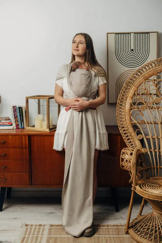 Baby sling for babies with low birthweight, Herringbone Weave, 100% cotton - ALMOND - Woven Baby XS   premature_woven_wraps    #
