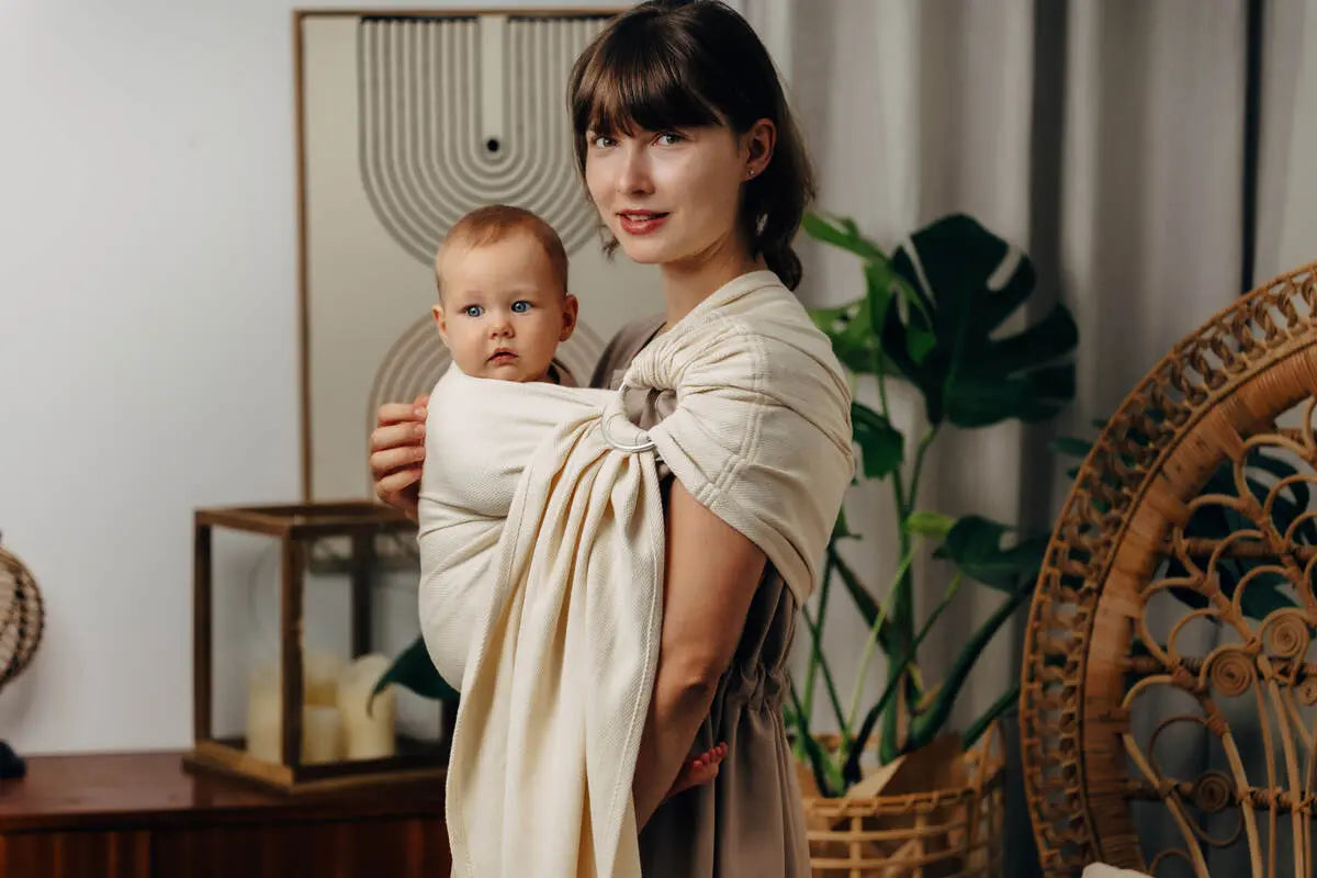 Ring Sling, Herringbone Weave (100% cotton) - with gathered shoulder - LITTLE HERRINGBONE LUCE - standard 1.8m - Woven Baby    ring_slings    #