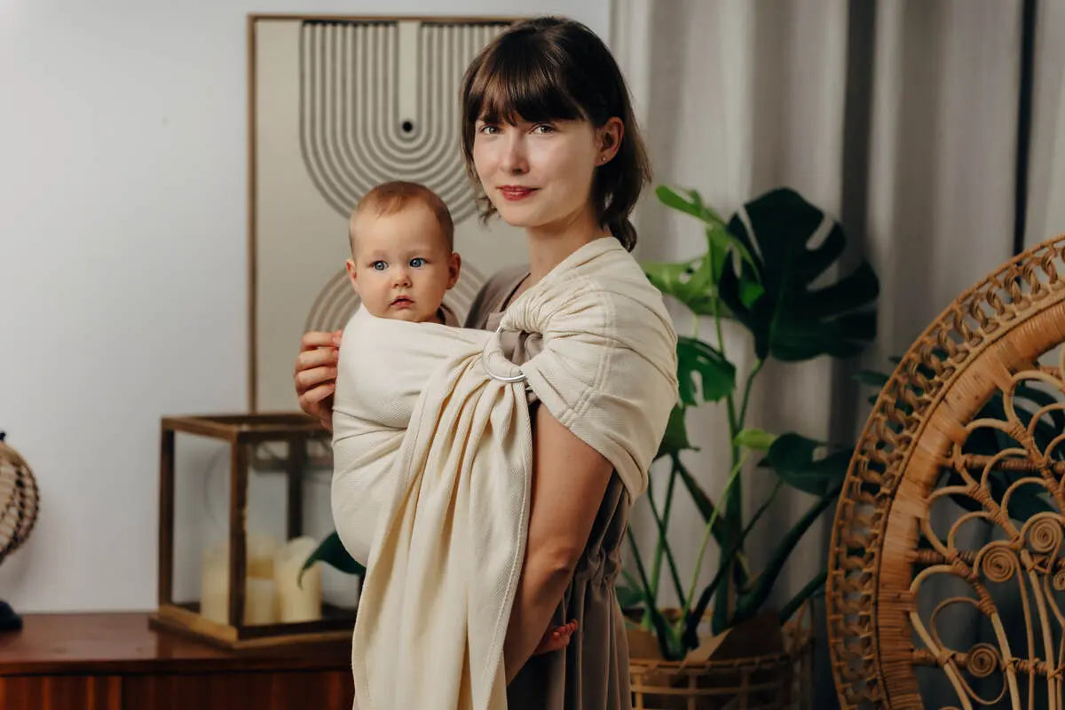 Ring Sling, Herringbone Weave (100% cotton) - with gathered shoulder - LITTLE HERRINGBONE LUCE - standard 1.8m - Woven Baby Title - Default Title   ring_slings    #