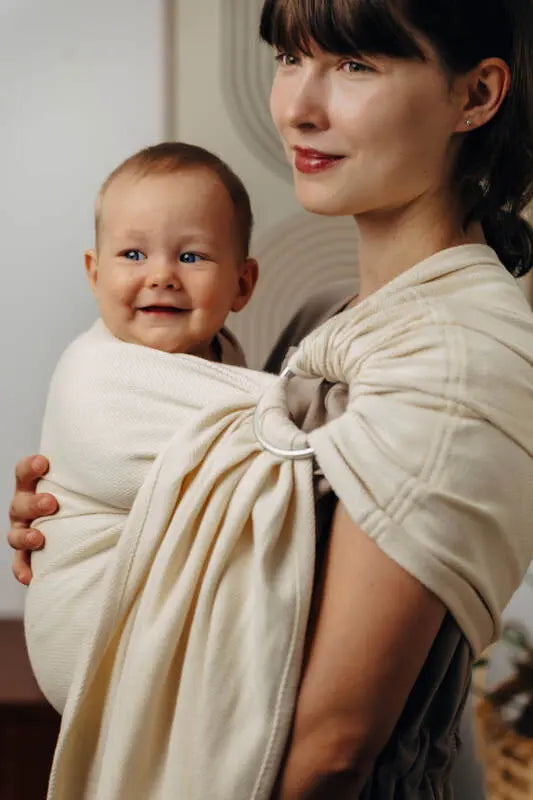 Ring Sling, Herringbone Weave (100% cotton) - with gathered shoulder - LITTLE HERRINGBONE LUCE - standard 1.8m - Woven Baby    ring_slings    #