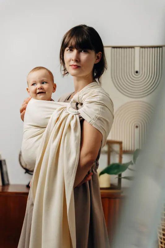 Ring Sling, Herringbone Weave (100% cotton) - with gathered shoulder - LITTLE HERRINGBONE LUCE - standard 1.8m - Woven Baby    ring_slings    #