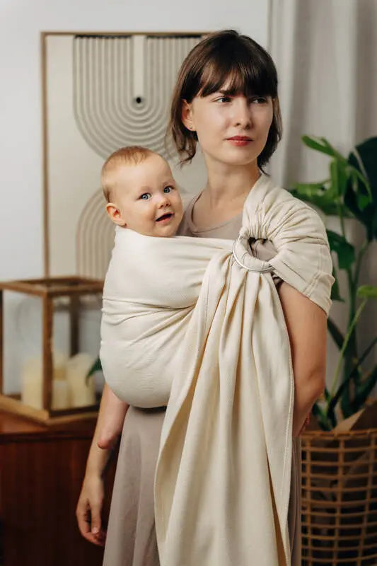 Ring Sling, Herringbone Weave (100% cotton) - with gathered shoulder - LITTLE HERRINGBONE LUCE - standard 1.8m - Woven Baby    ring_slings    #