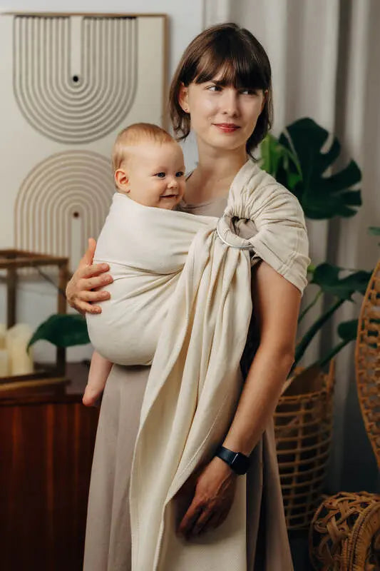 Ring Sling, Herringbone Weave (100% cotton) - with gathered shoulder - LITTLE HERRINGBONE LUCE - standard 1.8m - Woven Baby Title - Default Title   ring_slings    #