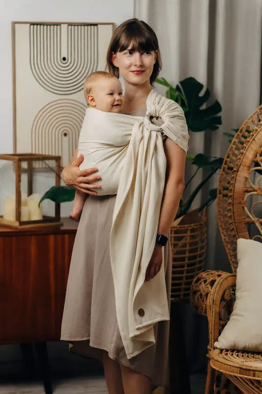 Ring Sling, Herringbone Weave (100% cotton) - with gathered shoulder - LITTLE HERRINGBONE LUCE - standard 1.8m - Woven Baby Title - Default Title   ring_slings    #