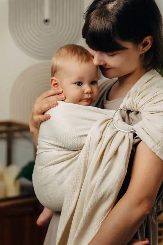 Ring Sling, Herringbone Weave (100% cotton) - with gathered shoulder - LITTLE HERRINGBONE LUCE - standard 1.8m - Woven Baby    ring_slings    #