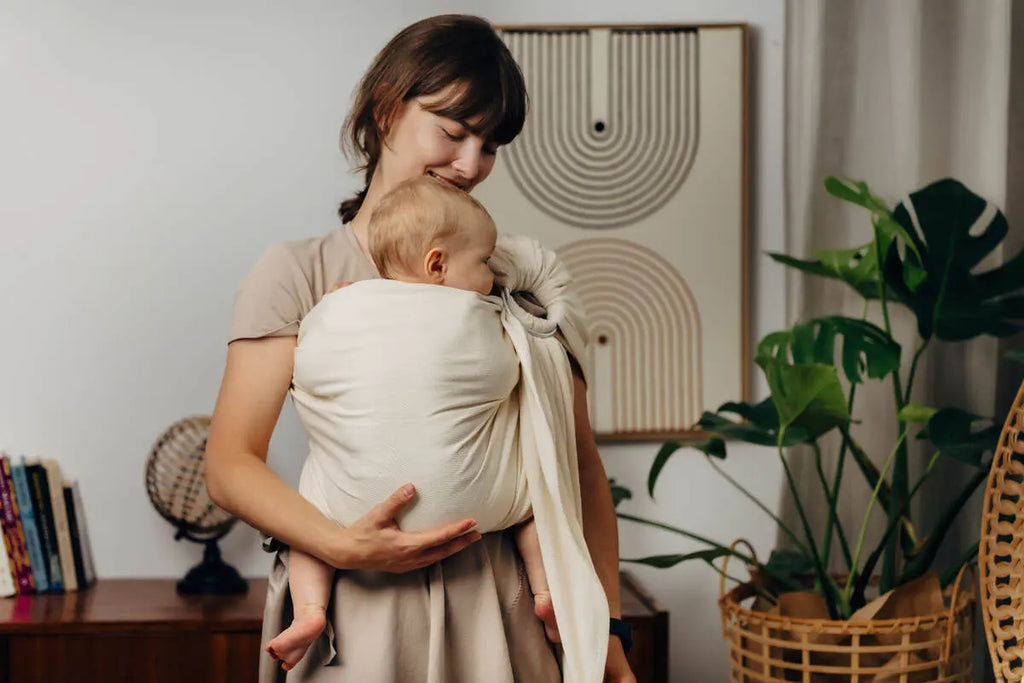 Ring Sling, Herringbone Weave (100% cotton) - with gathered shoulder - LITTLE HERRINGBONE LUCE - standard 1.8m - Woven Baby    ring_slings    #