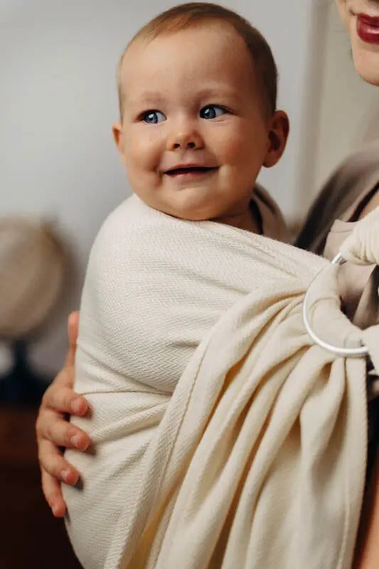 Ring Sling, Herringbone Weave (100% cotton) - with gathered shoulder - LITTLE HERRINGBONE LUCE - standard 1.8m - Woven Baby    ring_slings    #