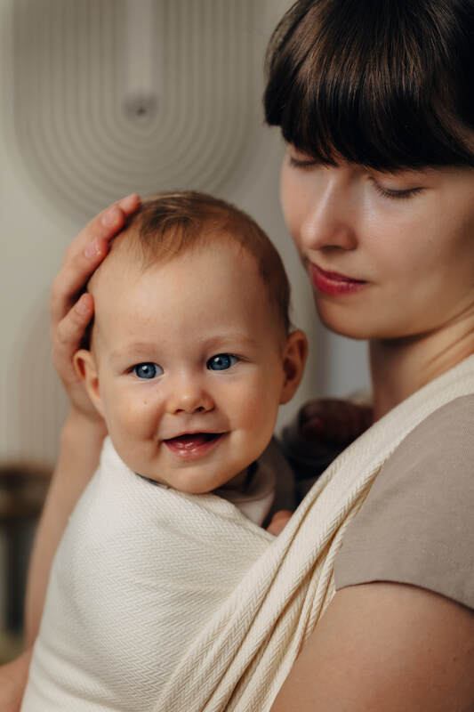 Baby Sling, Herringbone Weave (100% cotton) - LITTLE HERRINGBONE LUCE (grade B) - Woven Baby M - 6   long_woven_wraps    #