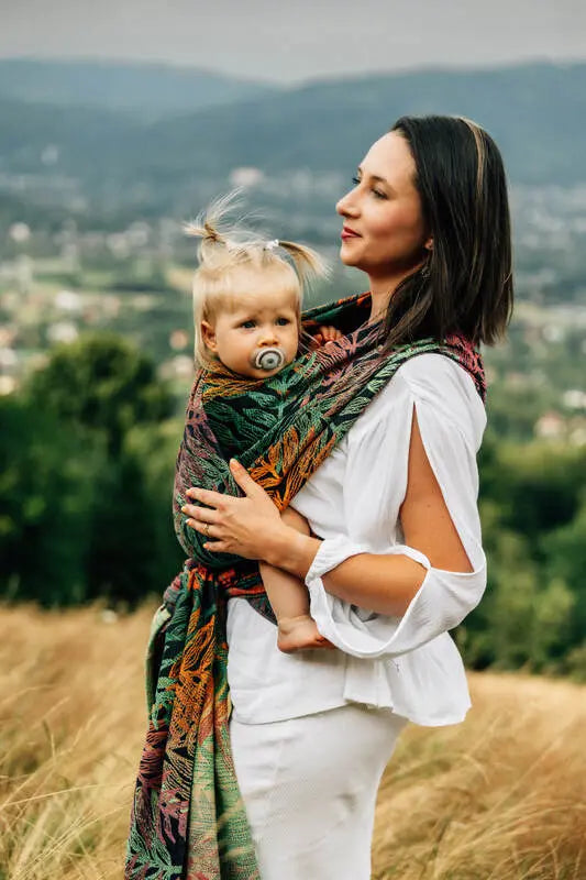 Baby Wrap, Jacquard Weave (100% cotton) - RAINFOREST - DIVERSE - Woven Baby Size - L-Size - M-Size - S-Size - XL-Size - XS   long_woven_wraps    #