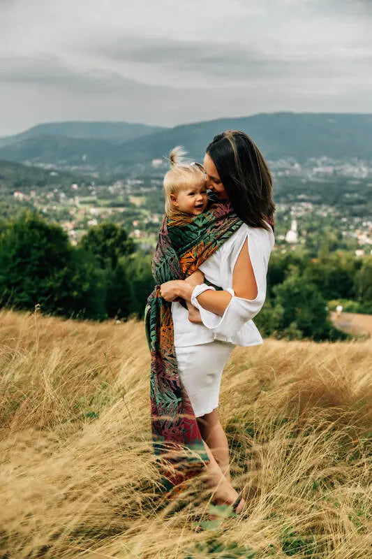Baby Wrap, Jacquard Weave (100% cotton) - RAINFOREST - DIVERSE - Woven Baby Size - L-Size - M-Size - S-Size - XL-Size - XS   long_woven_wraps    #