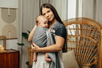 Ring Sling, Jacquard Weave (100% cotton), with gathered shoulder - LITTLE HERRINGBONE OBMRE GREY - standard 1.8m - Woven Baby    ring_slings    #