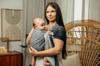 Ring Sling, Jacquard Weave (100% cotton), with gathered shoulder - LITTLE HERRINGBONE OBMRE GREY - standard 1.8m - Woven Baby    ring_slings    #