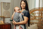 Ring Sling, Jacquard Weave (100% cotton), with gathered shoulder - LITTLE HERRINGBONE OBMRE GREY - standard 1.8m - Woven Baby    ring_slings    #