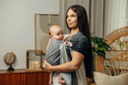 Ring Sling, Jacquard Weave (100% cotton), with gathered shoulder - LITTLE HERRINGBONE OBMRE GREY - standard 1.8m - Woven Baby    ring_slings    #