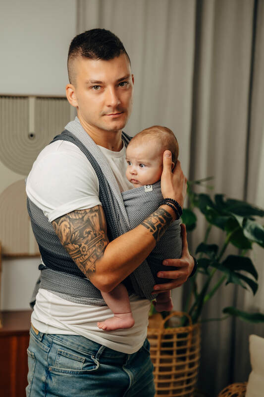 Baby Wrap, Herringbone Weave (100% cotton) - LITTLE HERRINGBONE OMBRE GREY
