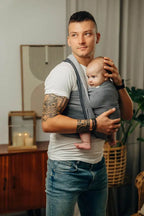 Baby Wrap, Herringbone Weave (100% cotton) - LITTLE HERRINGBONE OMBRE GREY - Woven Baby XS - 4   long_woven_wraps    #