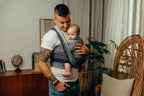 Baby Wrap, Herringbone Weave (100% cotton) - LITTLE HERRINGBONE OMBRE GREY - Woven Baby XS - 4   long_woven_wraps    #