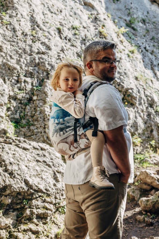 LennyPreschool Carrier, jacquard weave 100% cotton - JURASSIC - FOSSIL - Woven Baby Preschool   lenny_preschool    #