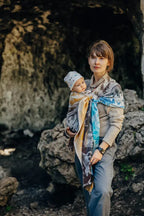 Ring Sling, Jacquard Weave (100% cotton) - with gathered shoulder - JURASSIC - FOSSIL  - standard 1.8m - Woven Baby    ring_slings    #