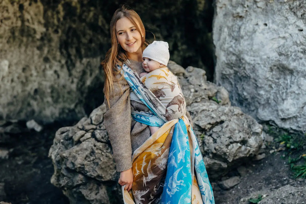 Baby Wrap, Jacquard Weave (100% cotton) - JURASSIC - FOSSIL - Woven Baby M - 6   long_woven_wraps    #