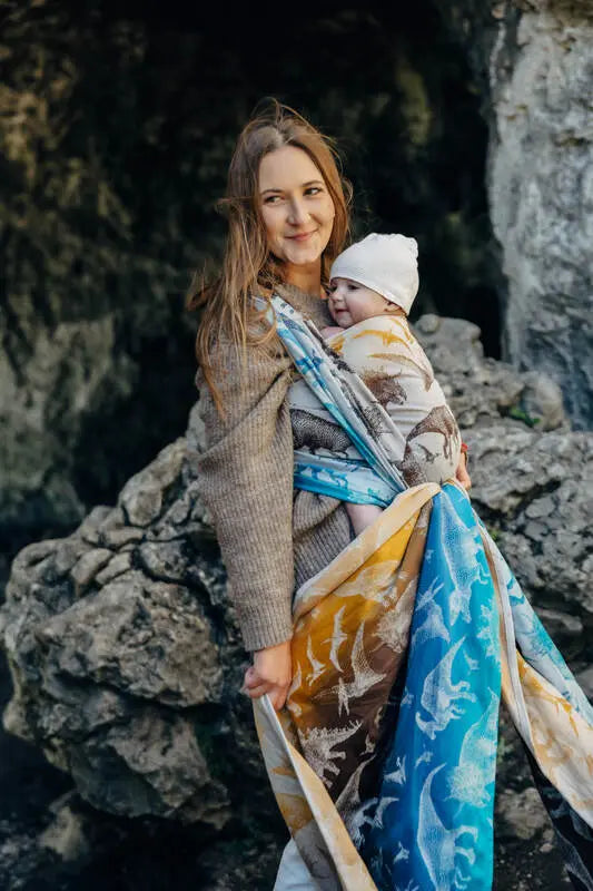 Baby Wrap, Jacquard Weave (100% cotton) - JURASSIC - FOSSIL - Woven Baby M - 6   long_woven_wraps    #