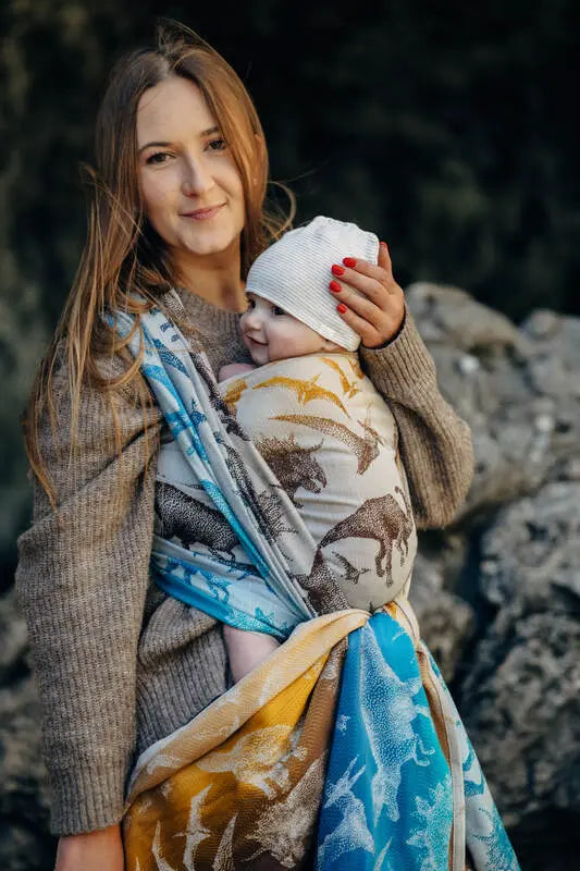 Baby Wrap, Jacquard Weave (100% cotton) - JURASSIC - FOSSIL - Woven Baby M - 6   long_woven_wraps    #