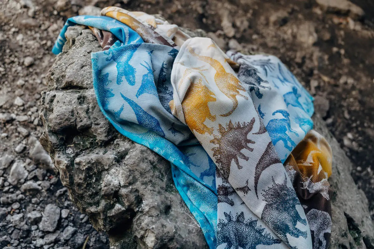 Baby Wrap, Jacquard Weave (100% cotton) - JURASSIC - FOSSIL - Woven Baby M - 6   long_woven_wraps    #