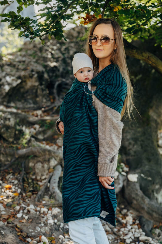 Ring Sling, Jacquard Weave (63% cotton, 37% merino wool), with gathered shoulder - ZEBRA - SAVANNA - standard 1.8m - Woven Baby Title - Default Title   ring_slings    #