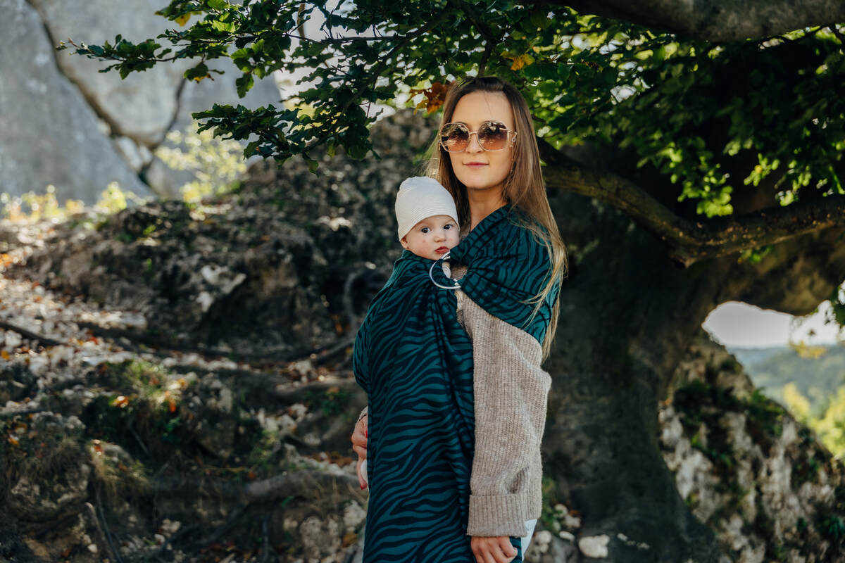 Ring Sling, Jacquard Weave (63% cotton, 37% merino wool), with gathered shoulder - ZEBRA - SAVANNA - standard 1.8m - Woven Baby Title - Default Title   ring_slings    #