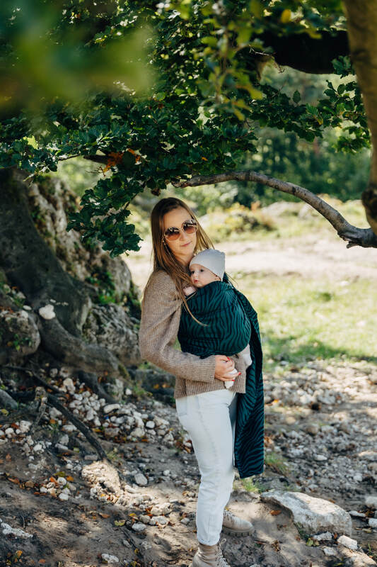 Ring Sling, Jacquard Weave (63% cotton, 37% merino wool), with gathered shoulder - ZEBRA - SAVANNA - standard 1.8m - Woven Baby Title - Default Title   ring_slings    #