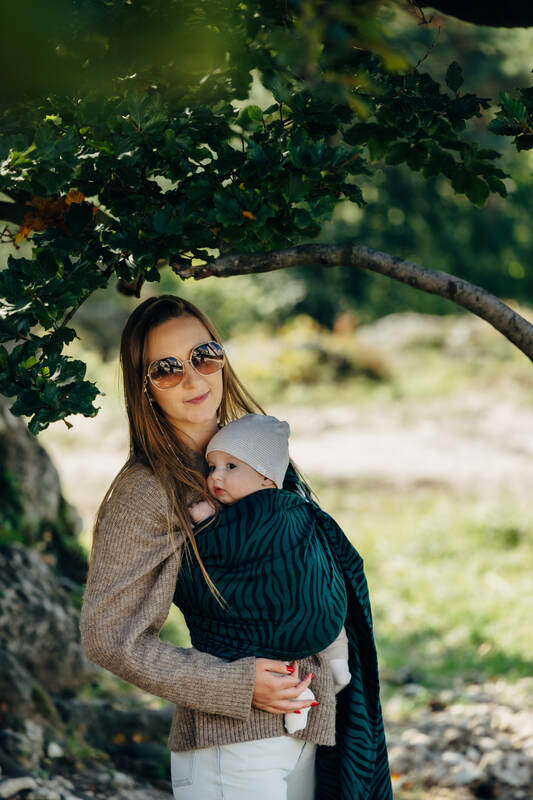 Ring Sling, Jacquard Weave (63% cotton, 37% merino wool), with gathered shoulder - ZEBRA - SAVANNA - standard 1.8m - Woven Baby    ring_slings    #