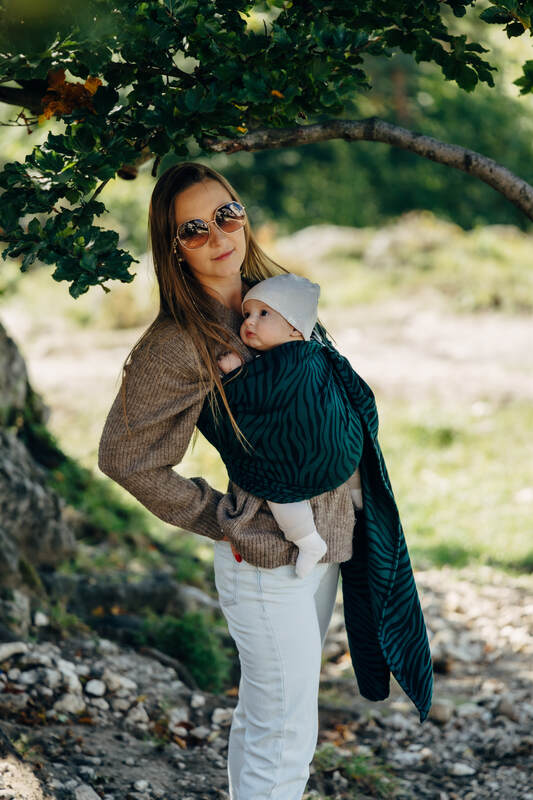 Ring Sling, Jacquard Weave (63% cotton, 37% merino wool), with gathered shoulder - ZEBRA - SAVANNA - standard 1.8m - Woven Baby    ring_slings    #