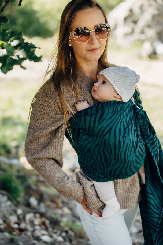 Ring Sling, Jacquard Weave (63% cotton, 37% merino wool), with gathered shoulder - ZEBRA - SAVANNA - standard 1.8m - Woven Baby    ring_slings    #