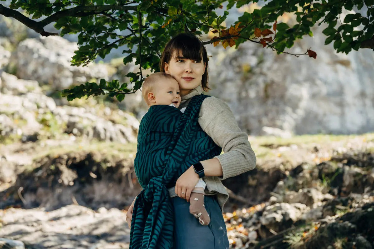 Baby Wrap, Jacquard Weave (63% cotton, 37% merino wool) - ZEBRA - SAVANNA - Woven Baby Size - S-Size - XS   long_woven_wraps    #