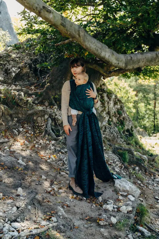 Baby Wrap, Jacquard Weave (63% cotton, 37% merino wool) - ZEBRA - SAVANNA - Woven Baby XS - 4   long_woven_wraps    #