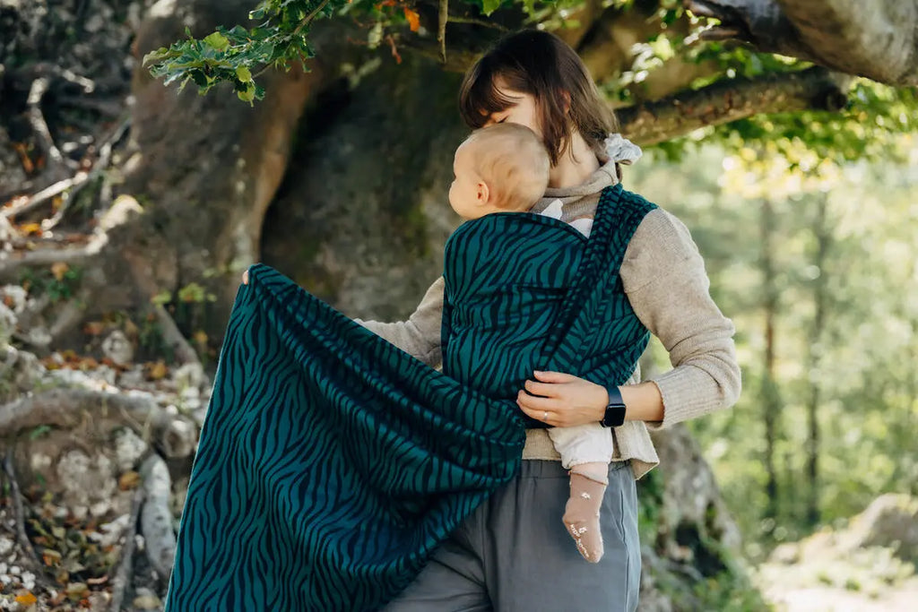 Baby Wrap, Jacquard Weave (63% cotton, 37% merino wool) - ZEBRA - SAVANNA - Woven Baby XS - 4   long_woven_wraps    #