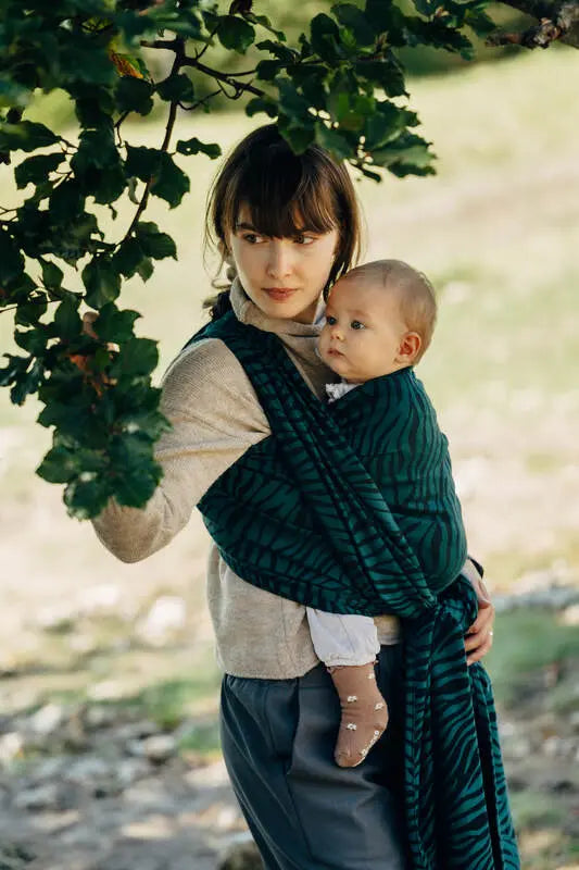 Baby Wrap, Jacquard Weave (63% cotton, 37% merino wool) - ZEBRA - SAVANNA - Woven Baby XS - 4   long_woven_wraps    #