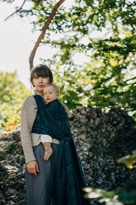 Baby Wrap, Jacquard Weave (63% cotton, 37% merino wool) - ZEBRA - SAVANNA - Woven Baby XS - 4   long_woven_wraps    #