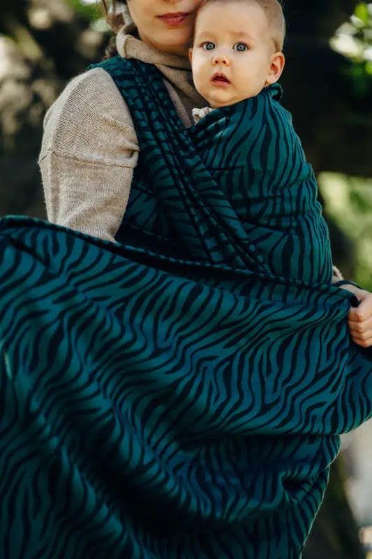 Baby Wrap, Jacquard Weave (63% cotton, 37% merino wool) - ZEBRA - SAVANNA - Woven Baby XS - 4   long_woven_wraps    #