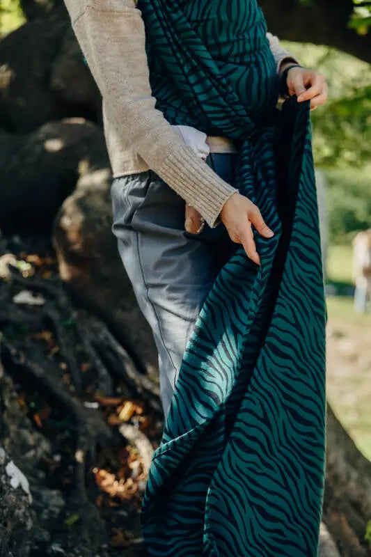 Baby Wrap, Jacquard Weave (63% cotton, 37% merino wool) - ZEBRA - SAVANNA - Woven Baby XS - 4   long_woven_wraps    #