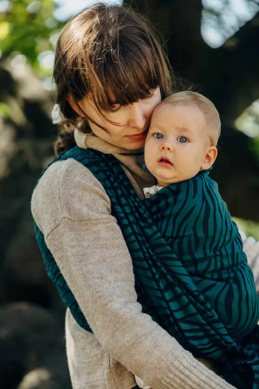 Baby Wrap, Jacquard Weave (63% cotton, 37% merino wool) - ZEBRA - SAVANNA - Woven Baby XS - 4   long_woven_wraps    #
