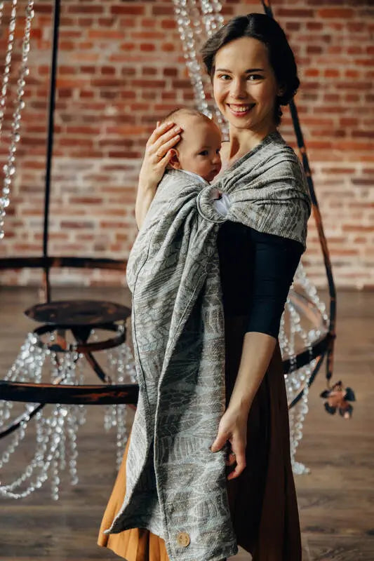 Ring Sling, Jacquard Weave, with gathered shoulder (63% cotton, 37% silk) - SKETCHES OF NATURE - EPIC - standard 1.8m - Woven Baby    ring_slings    #