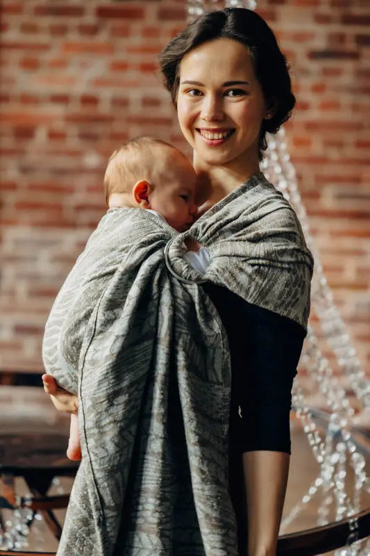 Ring Sling, Jacquard Weave, with gathered shoulder (63% cotton, 37% silk) - SKETCHES OF NATURE - EPIC - standard 1.8m - Woven Baby    ring_slings    #