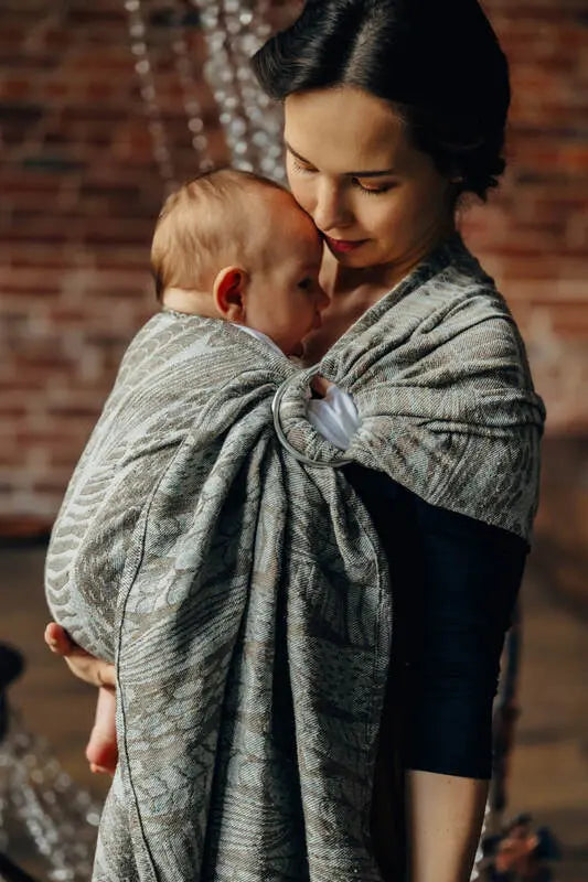 Ring Sling, Jacquard Weave, with gathered shoulder (63% cotton, 37% silk) - SKETCHES OF NATURE - EPIC - standard 1.8m - Woven Baby    ring_slings    #