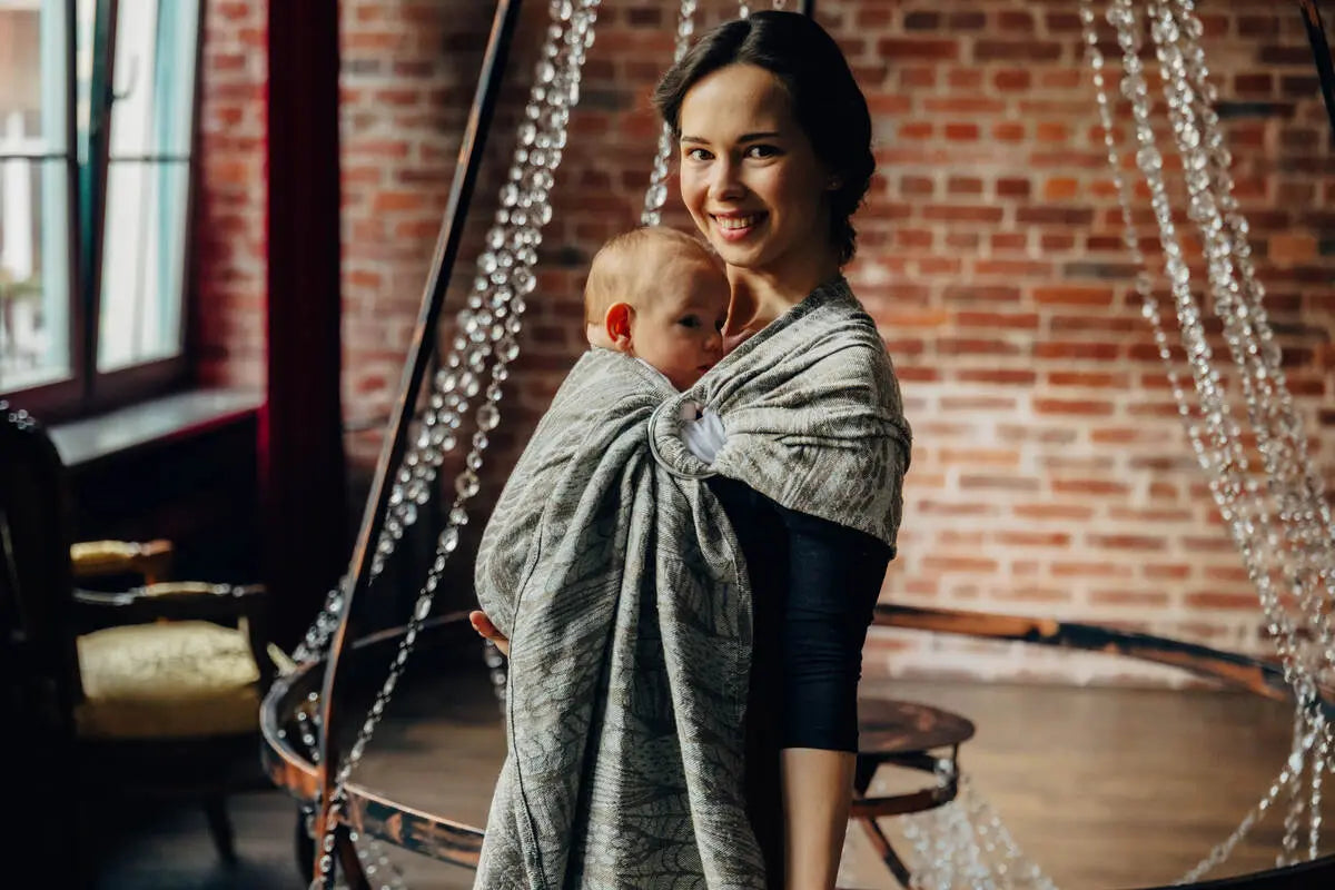 Ring Sling, Jacquard Weave, with gathered shoulder (63% cotton, 37% silk) - SKETCHES OF NATURE - EPIC - standard 1.8m - Woven Baby    ring_slings    #