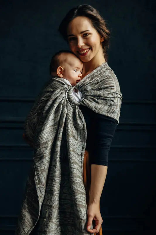 Ring Sling, Jacquard Weave, with gathered shoulder (63% cotton, 37% silk) - SKETCHES OF NATURE - EPIC - standard 1.8m - Woven Baby    ring_slings    #
