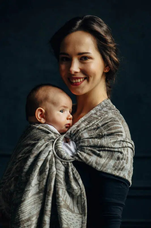Ring Sling, Jacquard Weave, with gathered shoulder (63% cotton, 37% silk) - SKETCHES OF NATURE - EPIC - standard 1.8m - Woven Baby    ring_slings    #